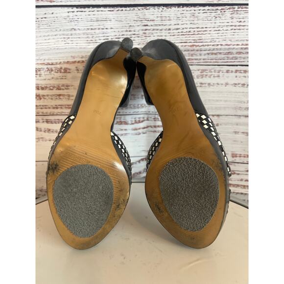 Marc Fisher Black and White Peep Toe Platform Heels Size 7 1/2 - Picture 6 of 12